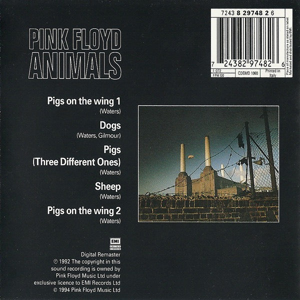 PINK FLOYD, Animals (EMI United Kingdom; 7243 8 29748 2 6, Europe 1994 Reissue, Jewel Case) CD M/M - Image 2