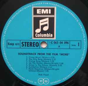 PINK FLOYD, Soundtrack From The Film "More" (Columbia; 1C 062-04 096, Germany 1969, Blue EMI-Columbia label), SALE - Up to 50% Off the Original Price  LP VG/G+ - Image 3