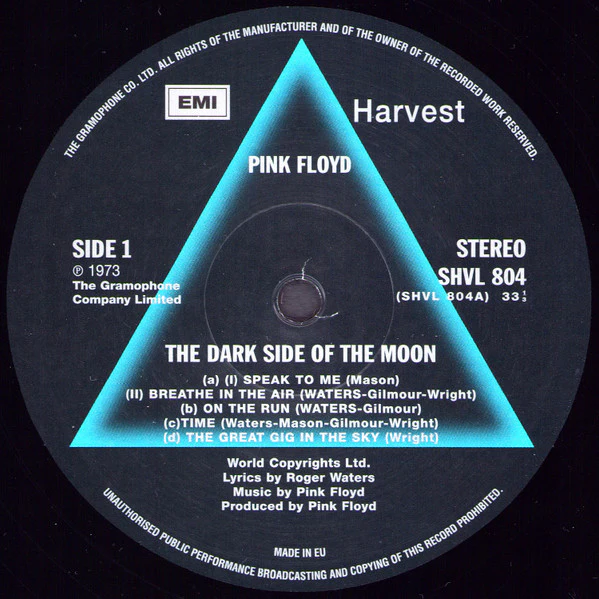 PINK FLOYD, The Dark Side Of The Moon (EMI; SHVL 804, Europe 2013 Reissue, Gatefold, 3 Posters, 3 Stickers, 40th Anniversary Edition, Emi Copyright Version. 180g ) LP VG+/VG - Image 2