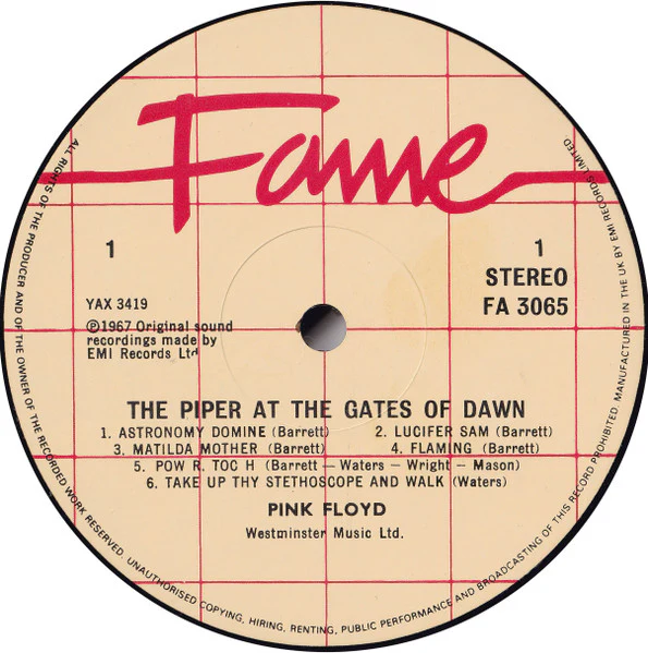PINK FLOYD, The Piper At The Gates Of Dawn (Fame; FA 3065, UK 1983 Reissue, Black Rim Text) LP VG+/VG+ - Image 3