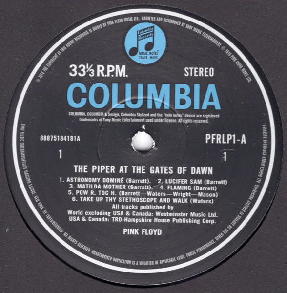 PINK FLOYD, The Piper At The Gates Of Dawn (Pink Floyd Records; PFRLP1, USA & Canada 2025 Reissue, 180 Gram Vinyl) LP NEW/NEW - Image 3