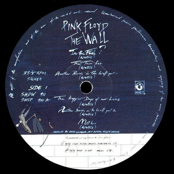 PINK FLOYD, The Wall (Harvest; SHDW411, UK 1979, Gatefold Non-Stickered Sleeve, Rounded Inners, First Sleeve - Inside gatefold printing says - Produced By - NO '(In Alphabetical Order)') 2xLP G+/G - Image 3