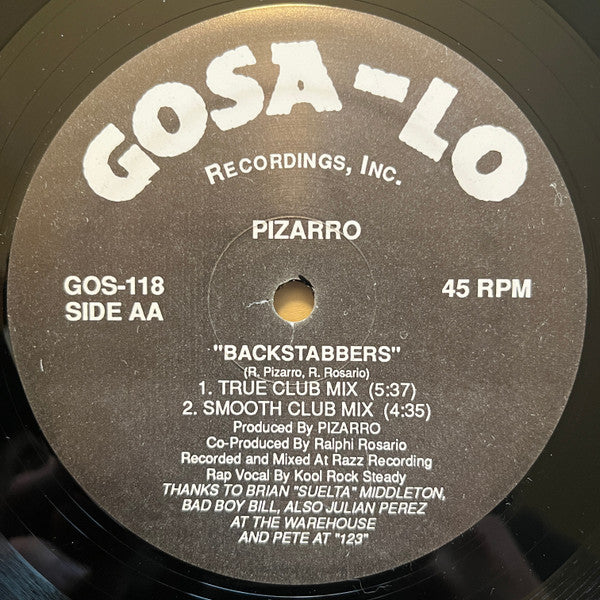 PIZARRO, Backstabbers (Gosa-Lo Recordings; GOS-118, US 1991) 12" /G+