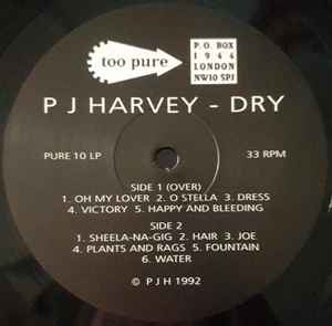 PJ HARVEY, Dry (Too Pure; PURE 10 LP, UK 2020 Reissue, Inner, Metropolis Studios Cut) LP VG+/VG+ - Image 3