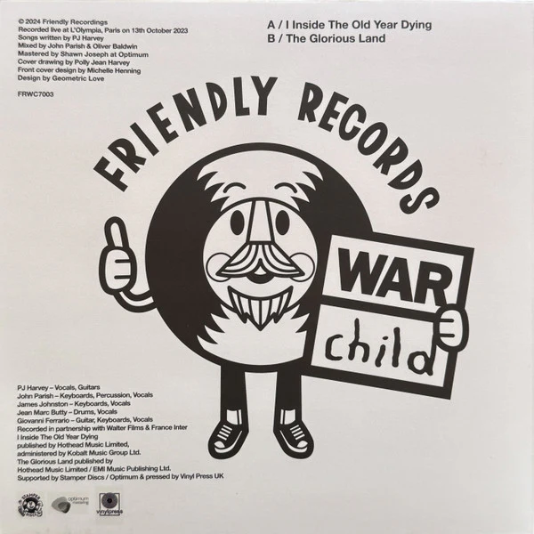 PJ HARVEY, Live At L'Olympia Paris (Friendly Recordings ; FRWC7003, UK 2024, Picture Sleeve, Limited To 900 On Grey Marbled Vinyl) 7" EX/EX - Image 2