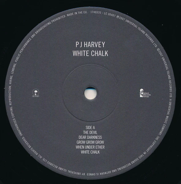 PJ HARVEY, White Chalk (Island; 1740335, UK 2007, Inner, No "'HD Files 45rpm" In Runout) LP VG+/VG+ - Image 3