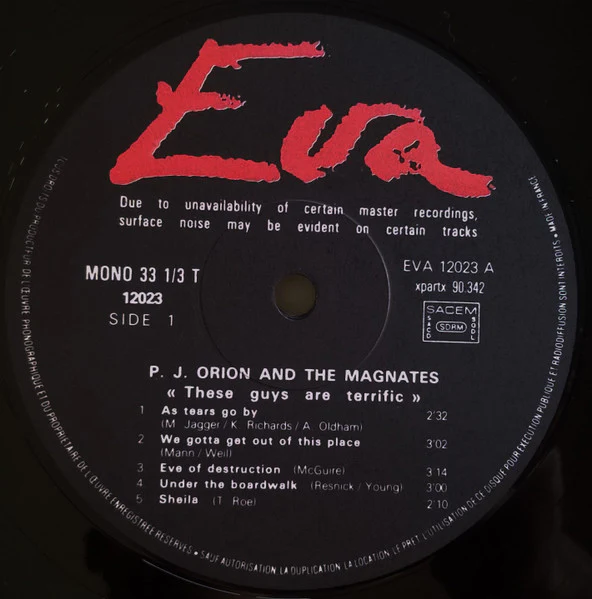P.J. ORION AND THE MAGNATES, P.J. Orion And The Magnates (Eva; 12023, France 1983 Reissue, Mono) LP VG/VG - Image 3