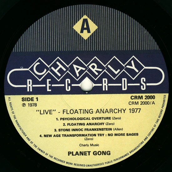 PLANET GONG, Live Floating Anarchy (Charly; CRM 2000, UK 1978 Reissue) LP VG/VG+ - Image 3