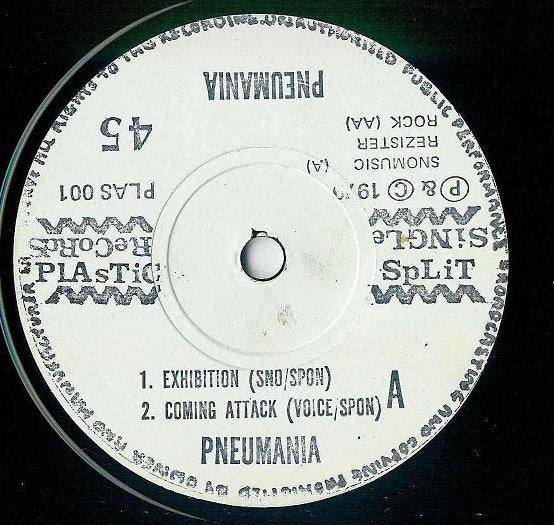 PNEUMANIA / UK DECAY, Split Single (Plastic Records; PLAS 001, UK 1979, Stamped White Label, Fold Over Sleeve) 7" EP F/VG - Image 3