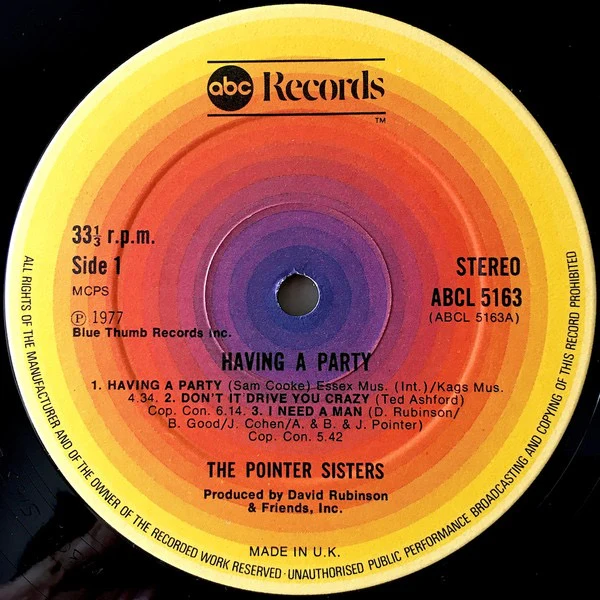 POINTER SISTERS, Having A Party (ABC Records ; ABCL 5163, UK 1977) LP VG+/VG - Image 3