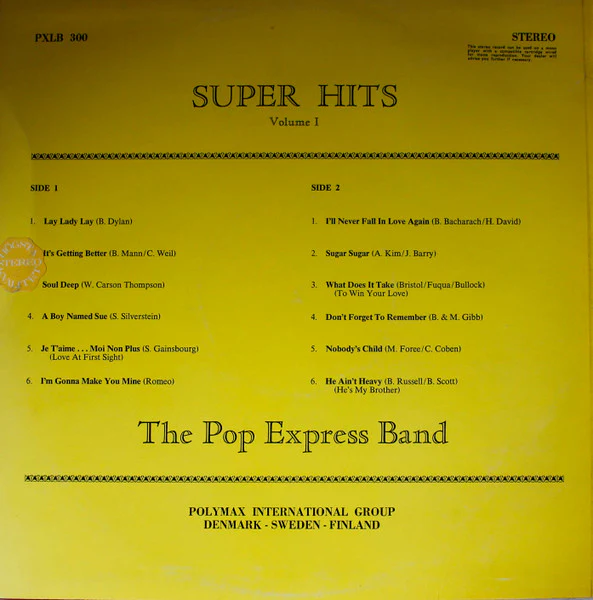 POP EXPRESS BAND, Super Hits 1 (Polymax; PXLB 300, Scandinavia 1971, Laminated Front Sleeve), SALE - Up to 50% Off the Original Price LP VG/VG - Image 2
