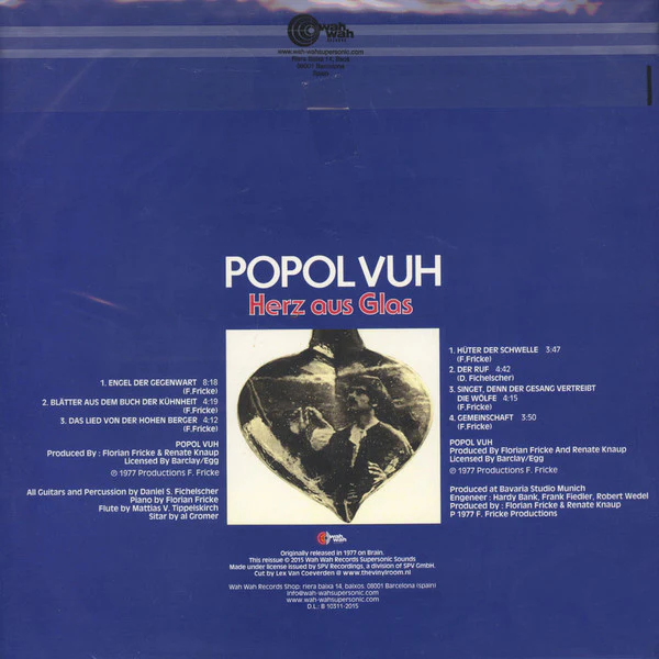 POPOL VUH, Herz Aus Glas (Wah Wah; LPS160DE, Spain 2015 Reissue, Insert, Clear Vinyl) LP VG+/VG+ - Image 2