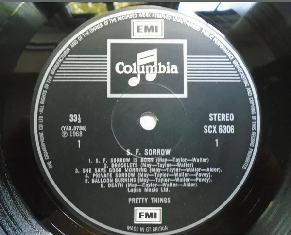 PRETTY THINGS, S. F. Sorrow (Columbia; SCX 6306, UK 1971 Reissue, Laminated Gatefold Sleeve, Boxed "EMI" logo appearing twice on label.), SALE - Up to 50% Off the Original Price  LP G+/G - Image 3
