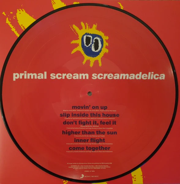 PRIMAL SCREAM, Screamadelica (Sony Music ; 19439906211, Europe 2021 Reissue, Die Cut Sleeve, Picture Disc) 2xLP VG+/VG+ - Image 3