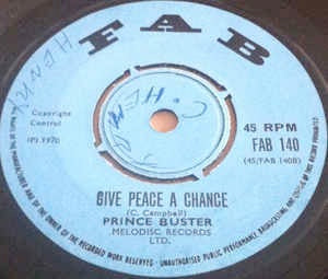 PRINCE BUSTER, Hit Me Back / Give Peace A Chance (Fab; FAB 140, UK 1970, 4-Prong Centre) 7" /G+