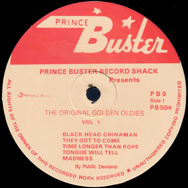 PRINCE BUSTER, Prince Buster Record Shack Presents The Original Golden Oldies Vol. 1 (Prince Buster ; PB 9, Jamaica Reissue, Plain Sleeve) LP /VG+