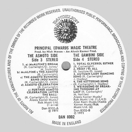 PRINCIPAL EDWARDS MAGIC THEATRE, The Asmoto Running Band (Dandelion Records ; DAN 8002, UK 1971, Gatefold, No Insert) LP VG+/VG+ - Image 3