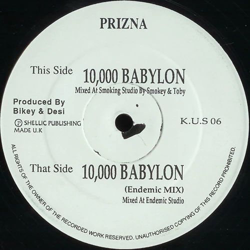PRIZNA, 10,000 Babylon (Kickin' Underground Sound; K.U.S 06, UK 1995) 12" /G+