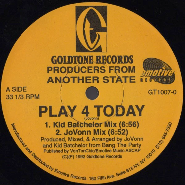 PRODUCERS FROM ANOTHER STATE, Play 4 Today (Goldtone Records; GT1007-0, US 1992) 12" /VG