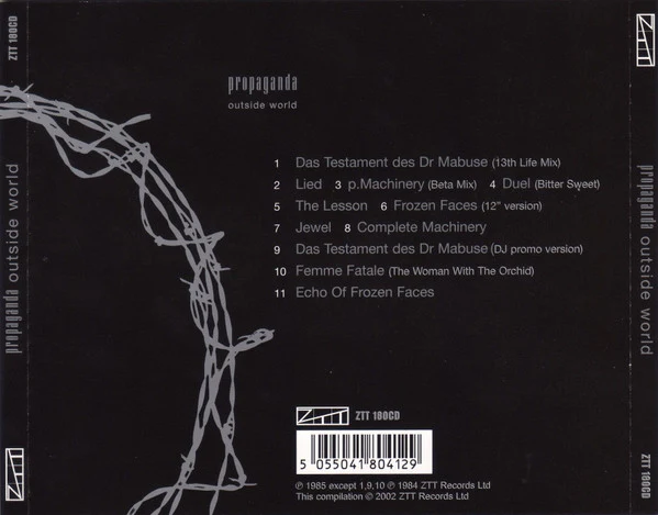 PROPAGANDA, Outside World (ZTT; ZTT 180CD, Europe 2002) CD VG+/VG+ - Image 2