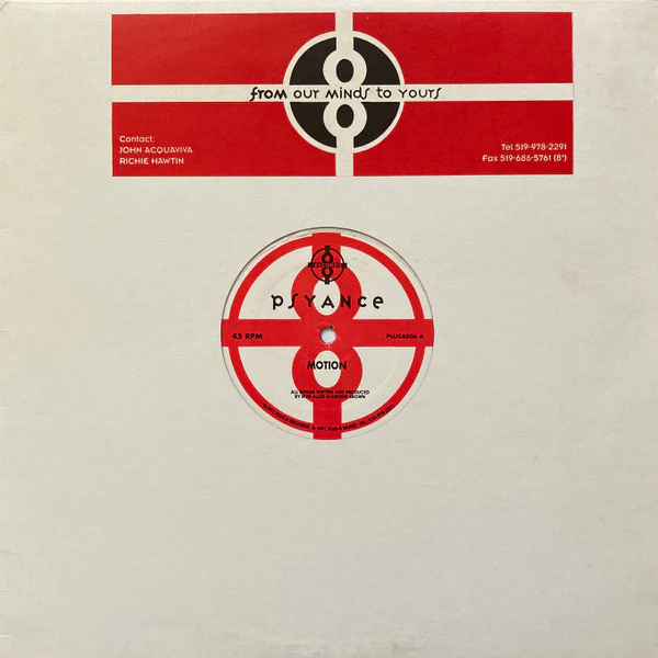 PSYANCE, Motion (Plus 8 Records; PLUS8006, Canada 1991, Company Sleeve, Stickered Sleeve) 12" VG/VG+