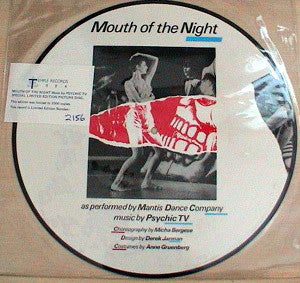 PSYCHIC TV, Mouth Of The Night (Temple Records; TOPIC 010, UK 1985, Clear Plastic Sleeve, Picture Disc, Ltd to 2300, Hand Numbered on small card insert) LP /VG+