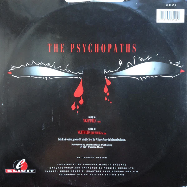 PSYCHOPATHS, Nightmares (Elicit; 12 ELIC 2, UK 1991, Picture Sleeve) 12" G+/VG - Image 2