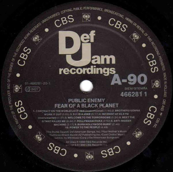PUBLIC ENEMY, Fear Of A Black Planet (Def Jam; 466281, Europe 1990, Picture Sleeve, Inner, 231 Price Code) LP VG/G+ - Image 3