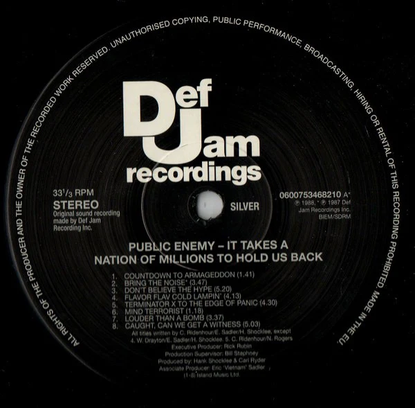 PUBLIC ENEMY, It Takes A Nation Of Millions To Hold Us Back (Back To Black; 0600753468210, Europe 2013 Reissue, Inner, 180 Gram Vinyl) LP VG+/VG+ - Image 3