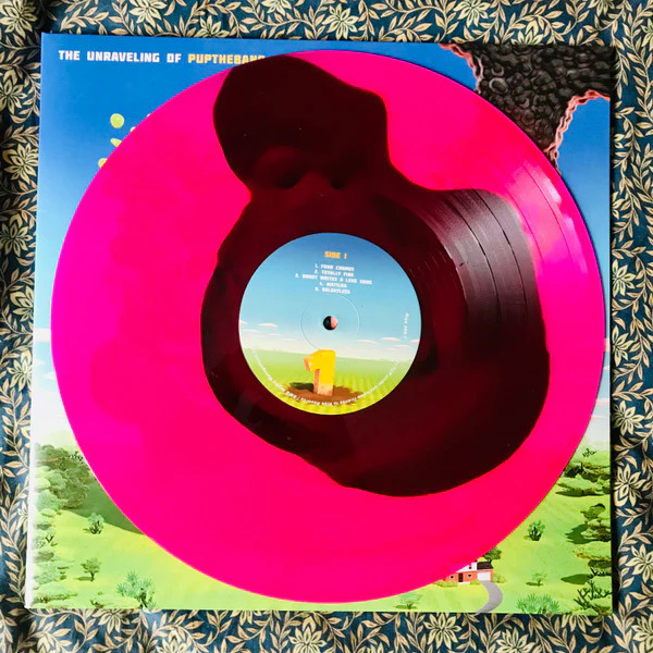 PUP, The Unraveling of PUPTheBand (Rise Records; RISE 498-1, Canada 2022, Gatefold, Inner, Neon Coral and Black Smush Wax Vinyl) LP EX/EX - Image 3