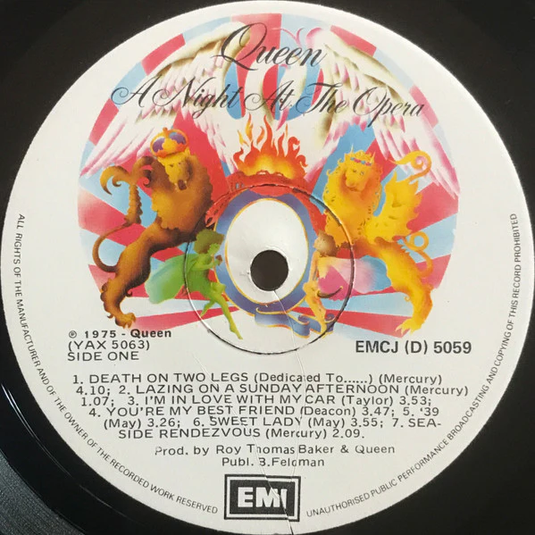 QUEEN, A Night At The Opera (EMI B.Feldman Credit; EMCJ(D) 5059, South Africa 1975, Laminated Gatefold Sleeve, Inner, With Original Promo Insert) LP VG+/VG - Image 3