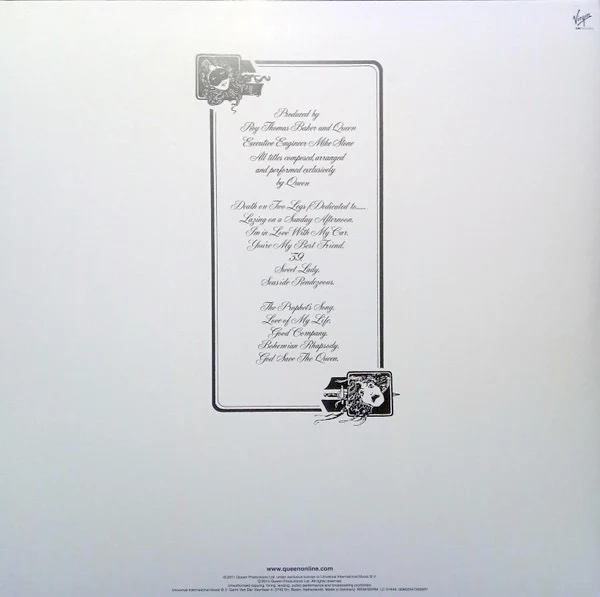 QUEEN, A Night At The Opera (Virgin EMI; 4720269, Europe 2019 Reissue, Embossed Gatefold, Inner, 180 Gram Vinyl, Half Speed Mastered) LP NEW/NEW - Image 2