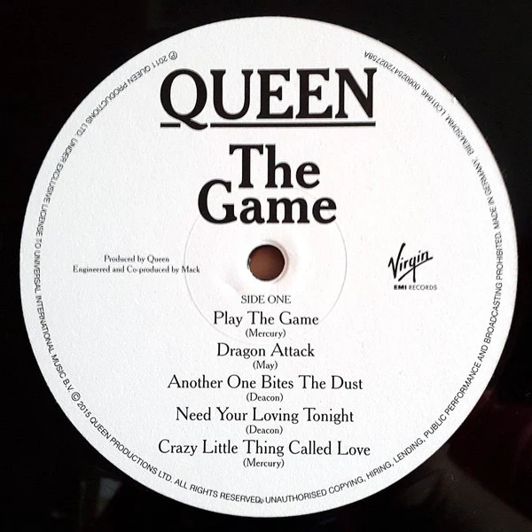 QUEEN, The Game (Virgin EMI Records; 00602547202758, UK 2015 Reissue, Inner), SALE - Up to 50% Off the Original Price  LP NEW/NEW - Image 3