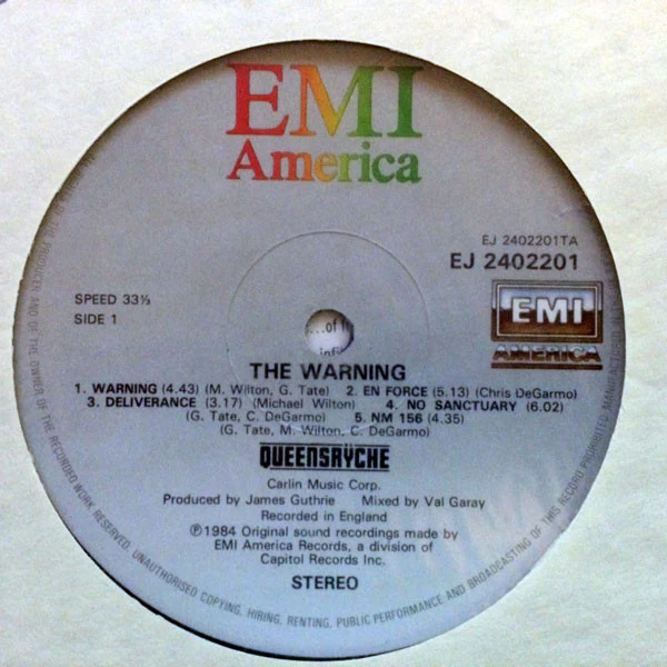 QUEENSRYCHE, The Warning (EMI America ; EJ 24 02201, UK 1984, Inner) LP VG+/VG - Image 3