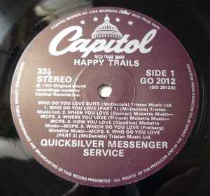 QUICKSILVER MESSENGER SERVICE, Happy Trails (Capitol Green-light; GO2012, UK 1980s Reissue) LP VG+/VG - Image 3