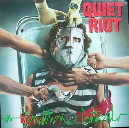 QUIET RIOT, Condition Critical (Epic Light Blue / Yellow Logo; EPC 26075, UK 1984, Inner) LP VG/VG+