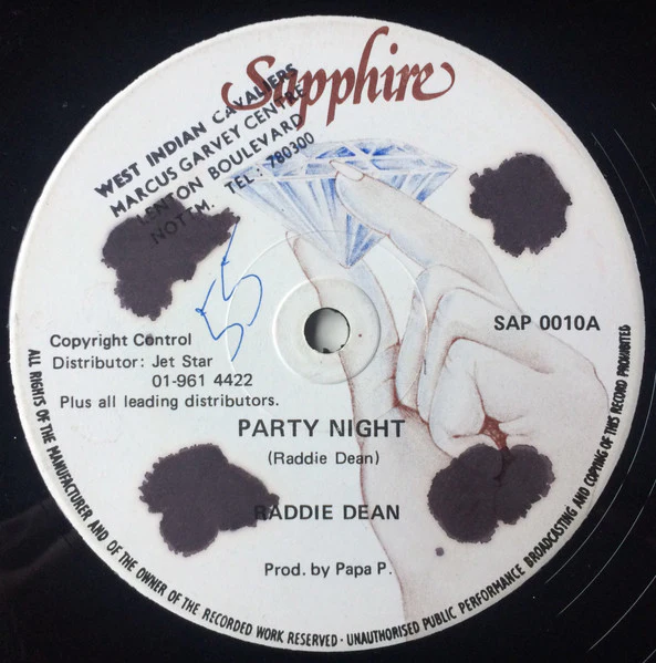 RADDIE DEAN, Party Night (Sapphire; SAP 0010, UK , Generic Sleeve), SALE - Up to 50% Off the Original Price  12" /G+