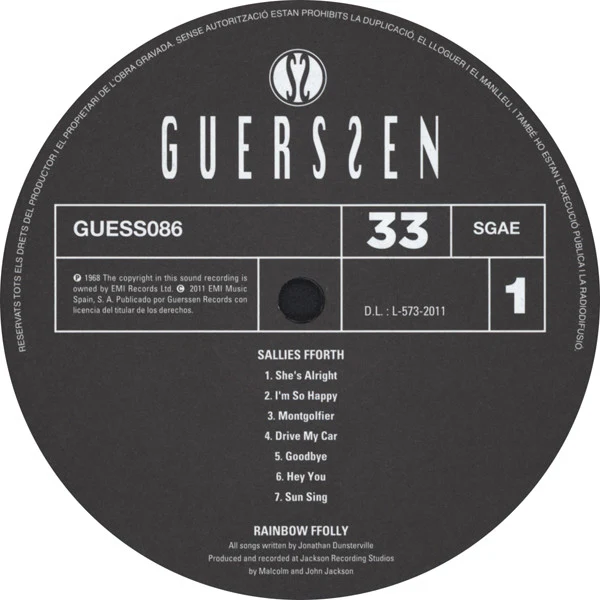 RAINBOW FFOLLY, Sallies Fforth (Guerssen; GUESS086, Spain 2011 Reissue, Laminated Flipback Sleeve, Insert, 180 Gram Vinyl) LP EX/EX - Image 3