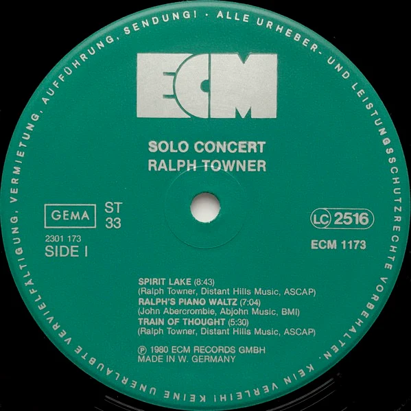 RALPH TOWNER, Solo Concert (ECM Records; ECM 1173, Germany 1980) LP VG/VG+ - Image 3