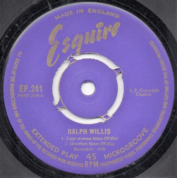 RALPH WILLIS, Alabama Blues (Esquire; EP 241, UK 1961, Picture Sleeve), SALE - Up to 50% Off the Original Price  7" VG/VG+ - Image 3