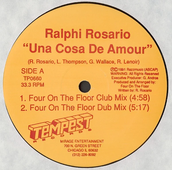 RALPHI ROSARIO, Una Cosa De Amour (Tempest Records; TP0660, US 1991, Plain Sleeve) 12" /VG+