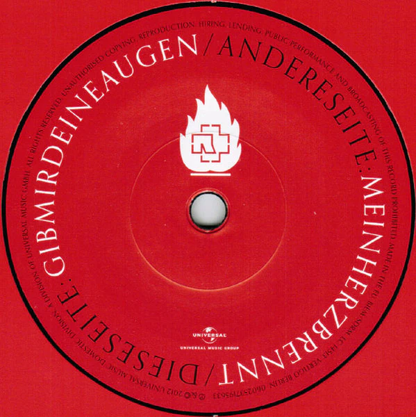 RAMMSTEIN, Mein Herz Brennt (Universal Music Group; 0602537195633, Europe 2012) 7" EX/M - Image 3