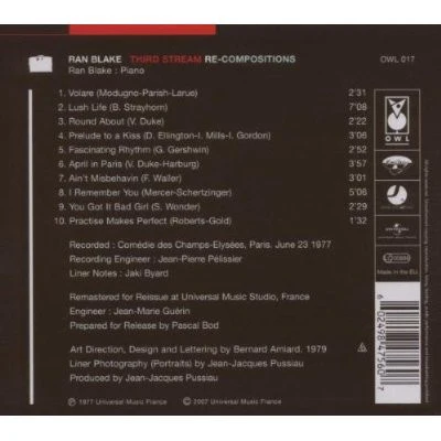 RAN BLAKE, Third Stream Re-Compositions (Universal Music Jazz France; 984 756 0, France 2007 Reissue, Digipak, Insert) CD VG+/VG+ - Image 2