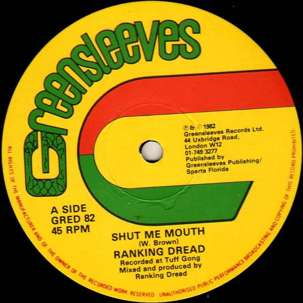 RANKING DREAD, Shut Me Mouth / Shut Up Shut Up (Greensleeves Records; GRED 82, UK 1982, Company Sleeve) 12" G+/G - Image 3