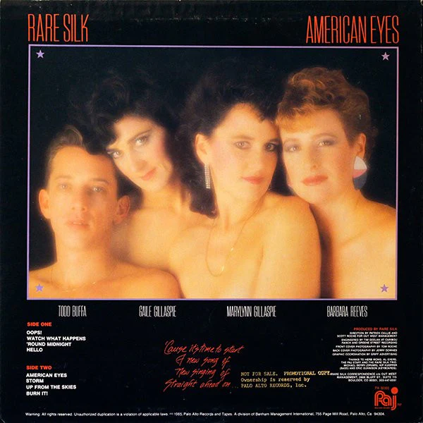 RARE SILK, American Eyes (Palo Alto Records; PA 8086, US 1985) LP VG/VG+ - Image 2
