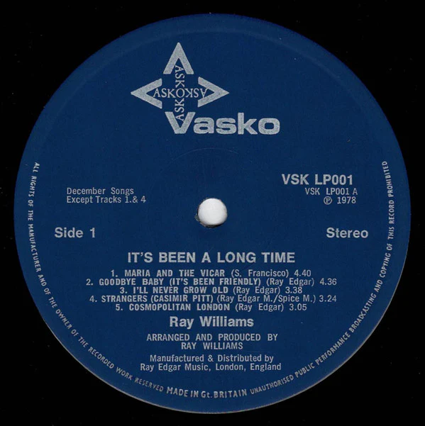 RAY WILLIAMS, It's Been A Long Time (Vasko; VSKLP 001, UK 1978) LP G+/VG - Image 3