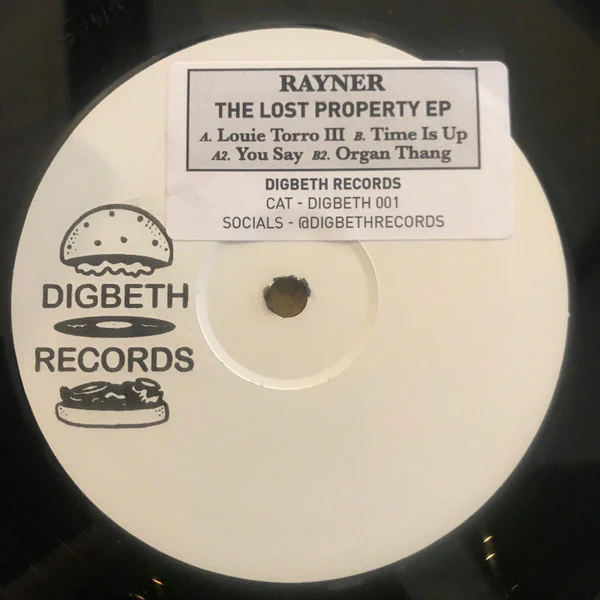RAYNER, The Lost Property EP (Digbeth Records; DIGBETH 001, UK 2019, Stamped and Stickered White Label) 12" EP /G+