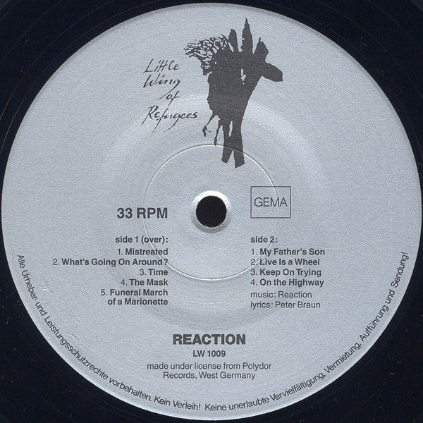 REACTION, Reaction (Little Wing Of Refugees; LW 1009, Germany 1990, Inner), SALE - Up to 50% Off the Original Price  LP VG+/VG+ - Image 3