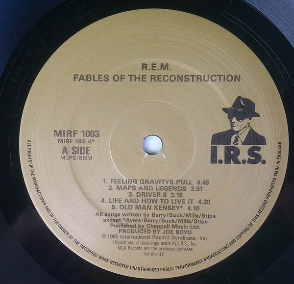 R.E.M., Fables Of The Reconstruction / Reconstruction Of The Fables (I.R.S. Records; MIRF 1003, UK 1985, Inner, Made In England Rim Text) LP VG+/VG - Image 3