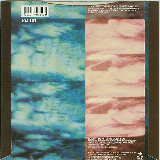 R.E.M., Finest Worksong / Time After Time Etc. (I.R.S. Records (Paper Labels); IRM 161, UK 1988, Picture Sleeve) 7" VG+/VG+ - Image 2
